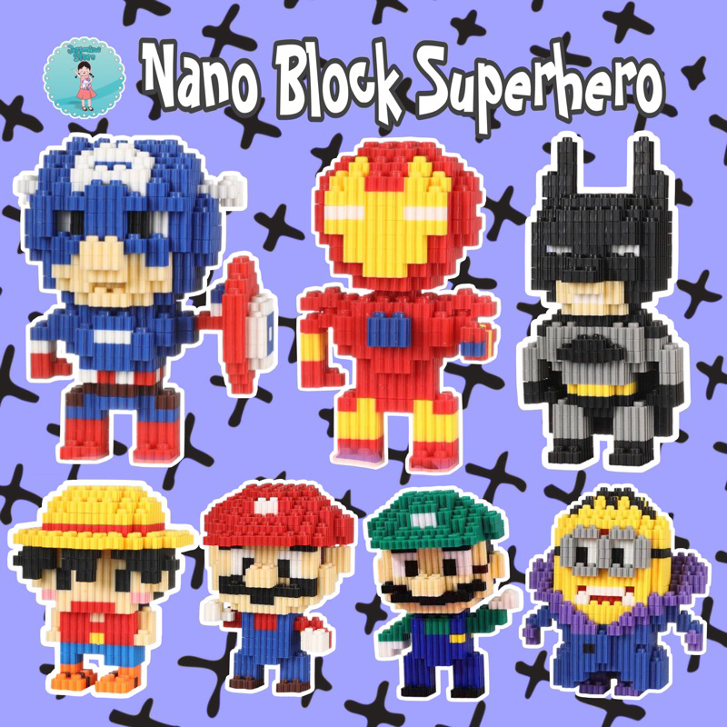 Mainan Balok Brick Balok Mainan Edukasi Anak Cowok/Brick 3D Puzzle Bricks Block Hadiah Ulang Tahun/Mainan Brick Anak Laki/Nano Block Anime Series Mainan Balok Susun DIY Bricks Mini