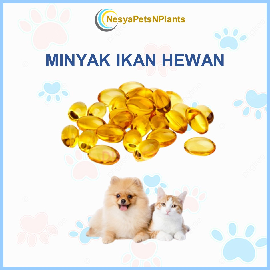 50 Butir Minyak Ikan Fish Oil Vitamin Omega Bulu Kucing Anjing Hamster Premium