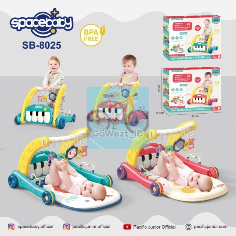 Mainan Piano Playmat &amp; Push Walker SB 8025 Spacebaby Playgym Matras Bayi Space Baby | High Quality