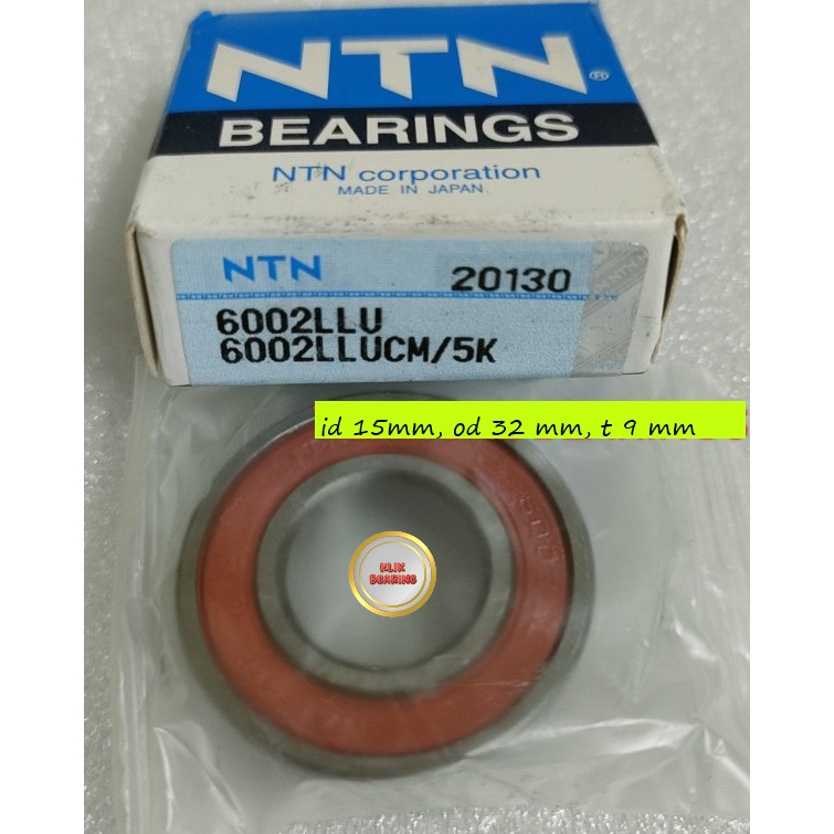 Laher 6002 2RS Bearing 6002LLU 6002-2RS (ID 15mm, OD 32mm, T9mm) Tutup Karet