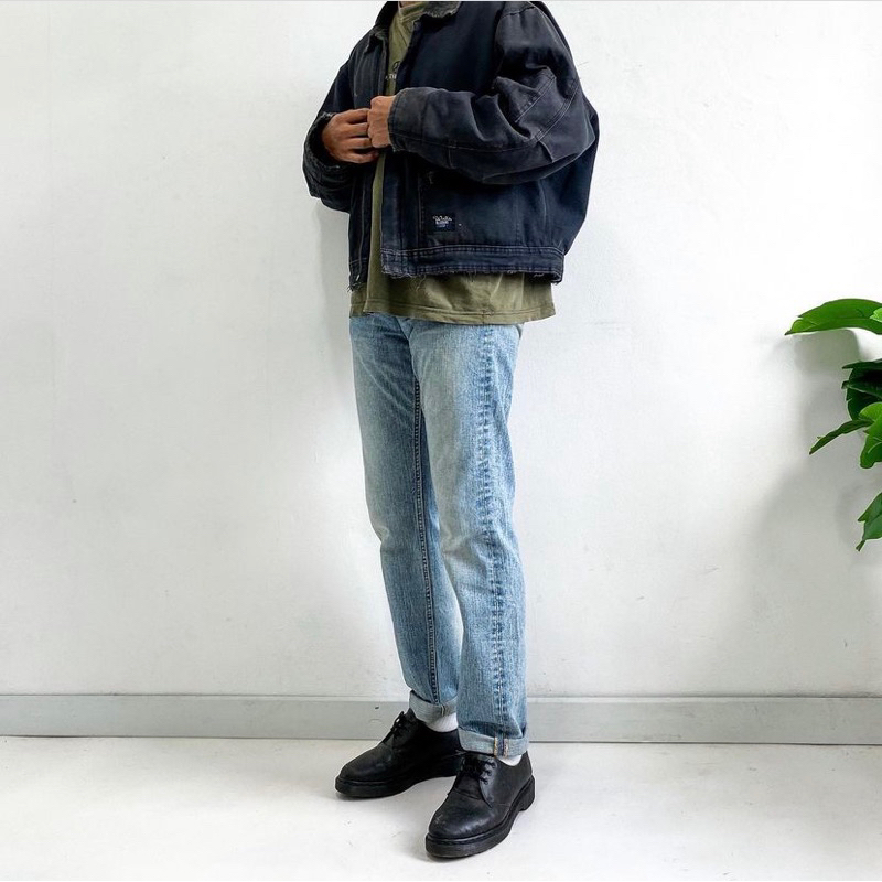 Basic carpenter washed blue jeans longpants, slim straight fit