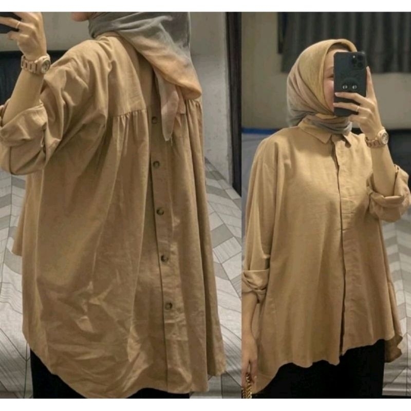 KEMEJA LINEN JUMBO XL - XXL LD 115-120 CM / PROMO OBRAL KEMEJA MURAH //  Kemeja twotone / Twotone Blouse