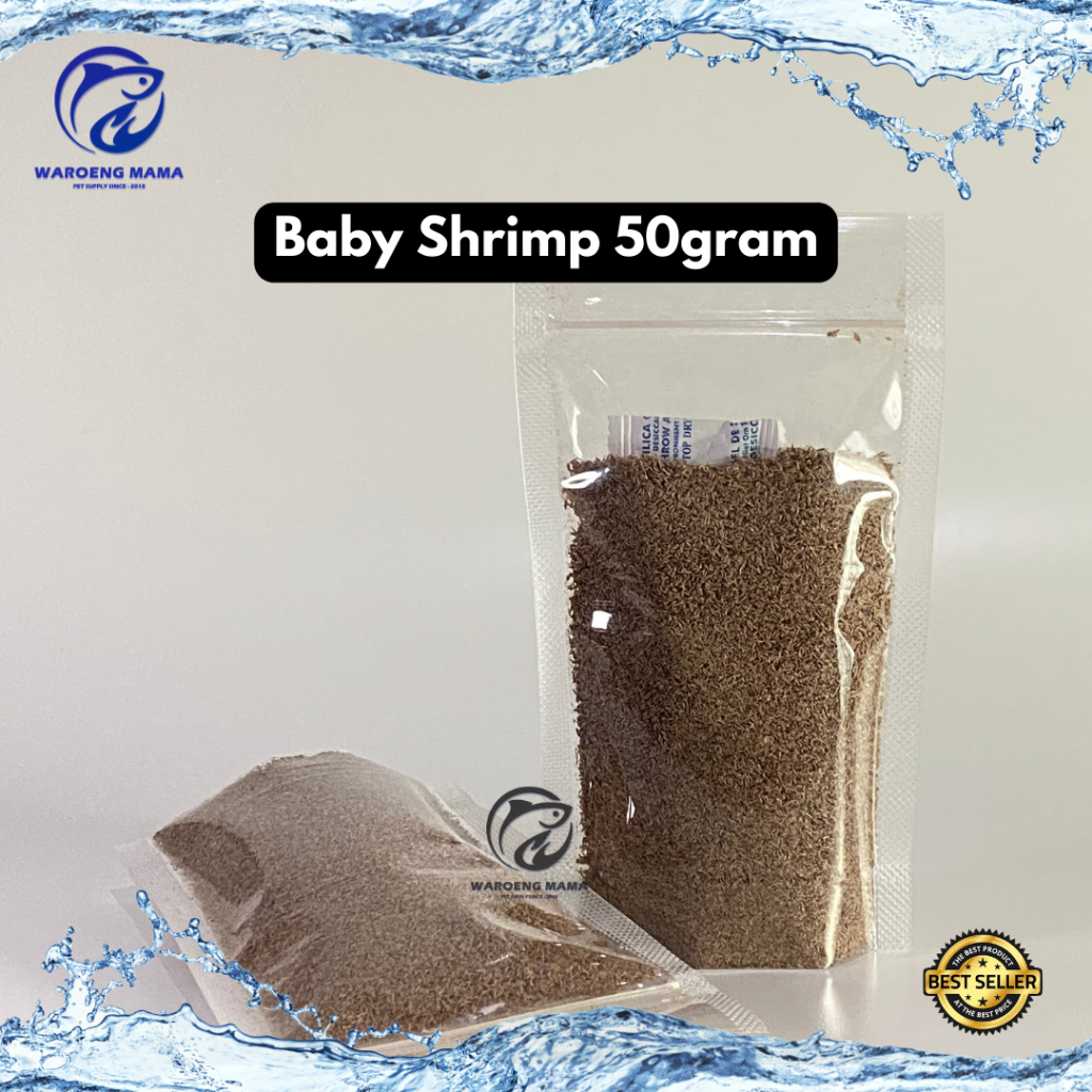 Baby shrimp 50 gram pakan ikan cupang, guppy, molly dan ikan hias lainnya 100% udang asli