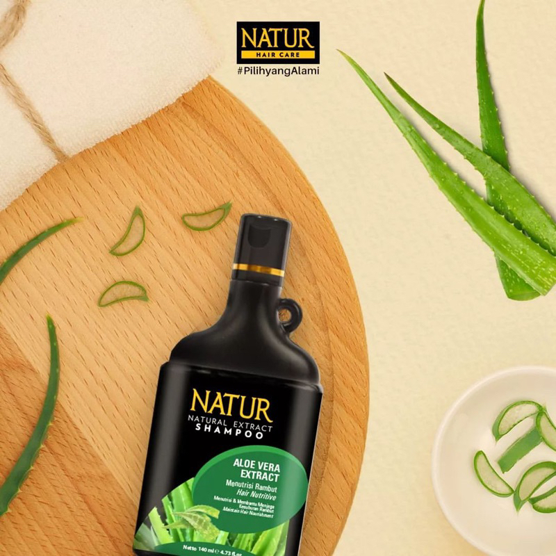 NATUR Hair Shampoo Aloe Vera 270ML / Sampo Penumbuh Rambut &amp; Penebal Rambut BPOM