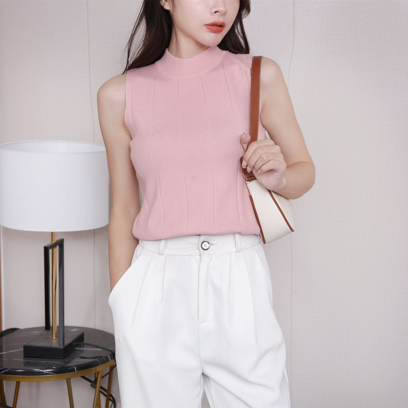 Turtleneck Wanita (T94) import 100% Tanktop Rajut Tengtop Impor Tank Top Import Blouse Korean Lexbong Knit Premium