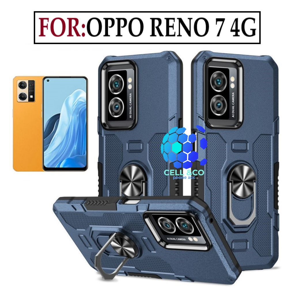 Case Armor OPPO RENO 7 4G Iring Cincin Magnetic Kesing Hp Protect kamera Premium Hard Case Standing Robot Pelindung Kamera