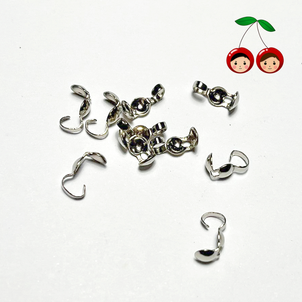 10Pcs Connector Clasp/ Kodokan 1 Lubang/ Penutup Benang/ Stopper Kalung Silver