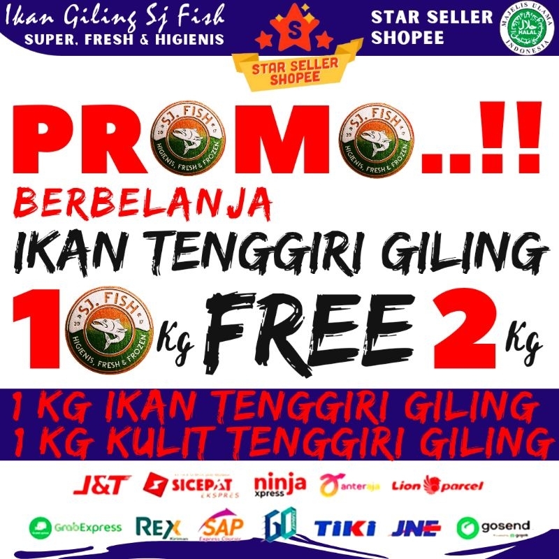 

PROMO 10 KG IKAN TENGGIRI GILING FREE 1 KG TENGGIRI DAN 1 KG KULIT