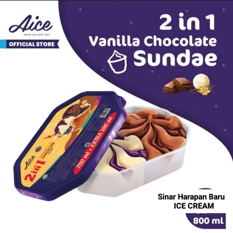 

ICE CREAM AICE SUNDAE VANILLA CHOCOLATE 800 ML