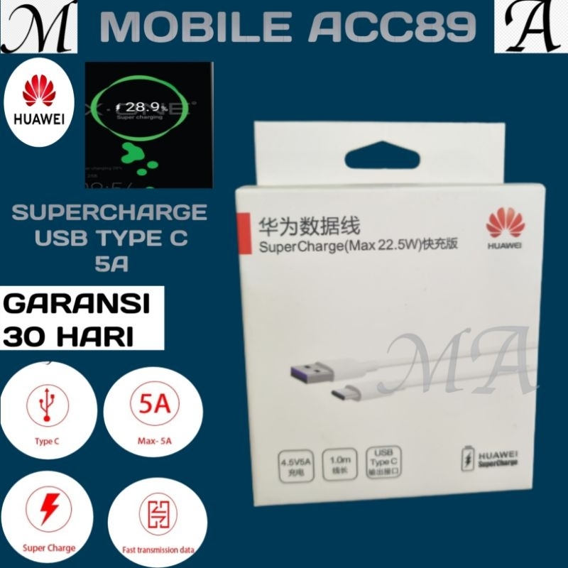 Kabel Data Huawei USB Type C  5A Super Charger  P30/p30 pro/P10/P10 Plus/mate 9/9 pro/mete 20 Pro/P30 lite/nova 5T/Honor Dll