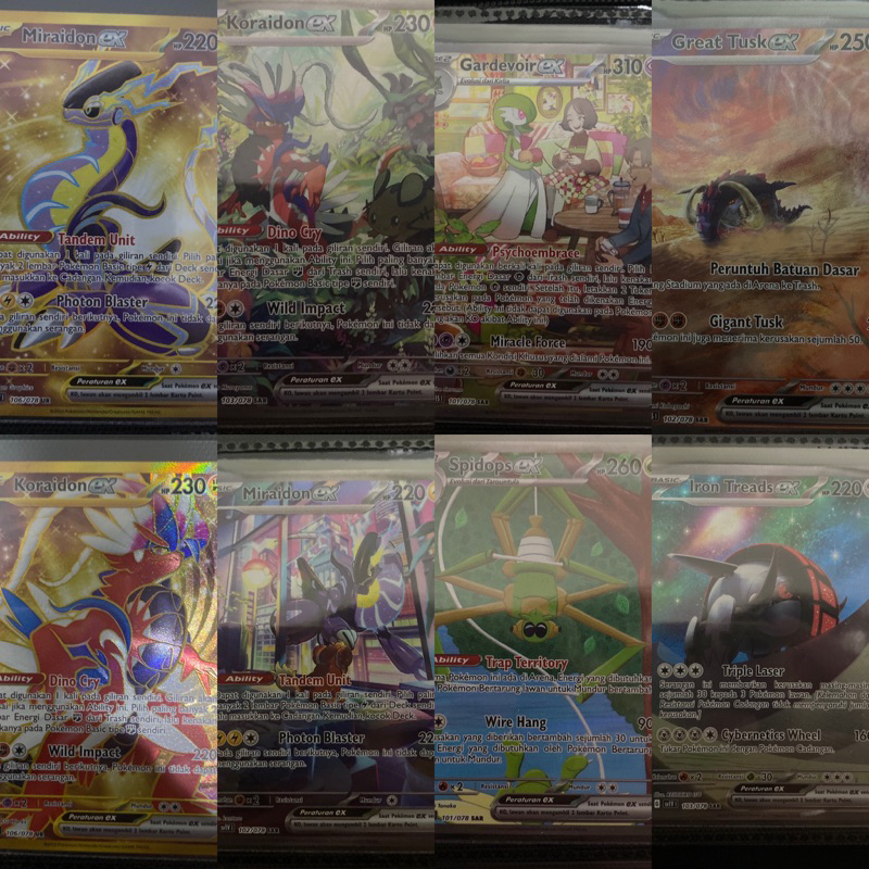 EX UR SAR miraidon koraidon spidops gardevoir great tusk iron treads pokemon tcg original indonesia 