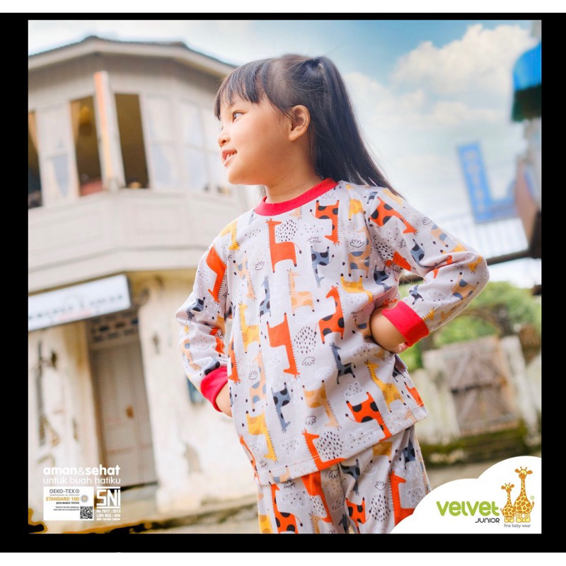 Setelan Panjang Velvet Junior / Baju Tidur Lengan Panjang Celana Panjang