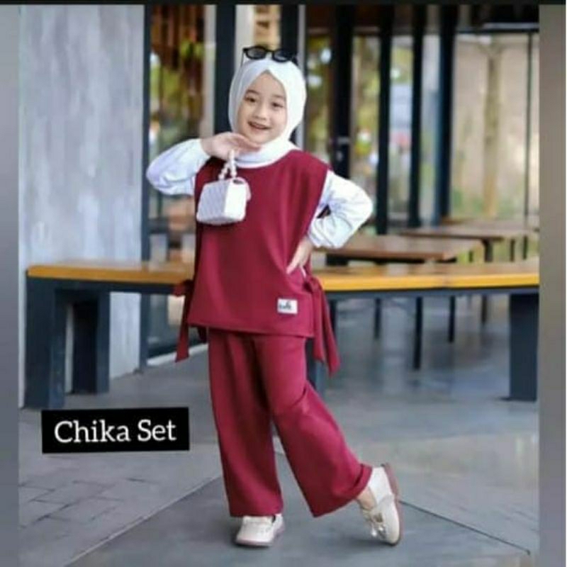 SETELAN ANAK BAJU MUSLIM ANAK CHIKA SET 3 IN1 USIA 3-12 TAHUN BAJU MUSLIM ANAK PEREMPUAN SETELAN MUSLIM ANAK PAKAIAN ANAK PEREMPUAN STELAN ANAK SETELAN ANAK PEREMPUAN