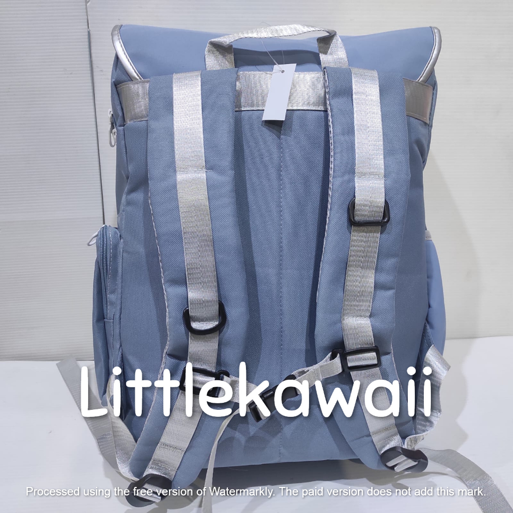 LK/Tas Ransel Laptop Backpack Parasut Sekolah Fashion Korean Style Anak Remaja Dewasa CLBD 2 Kantong Depan Gesper Import