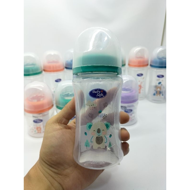 Botol Susu Wide Neck Baby Safe Karakter BPA Free DOT Nipple Double Katub 250 Ml/125 Ml WN08B/WN07