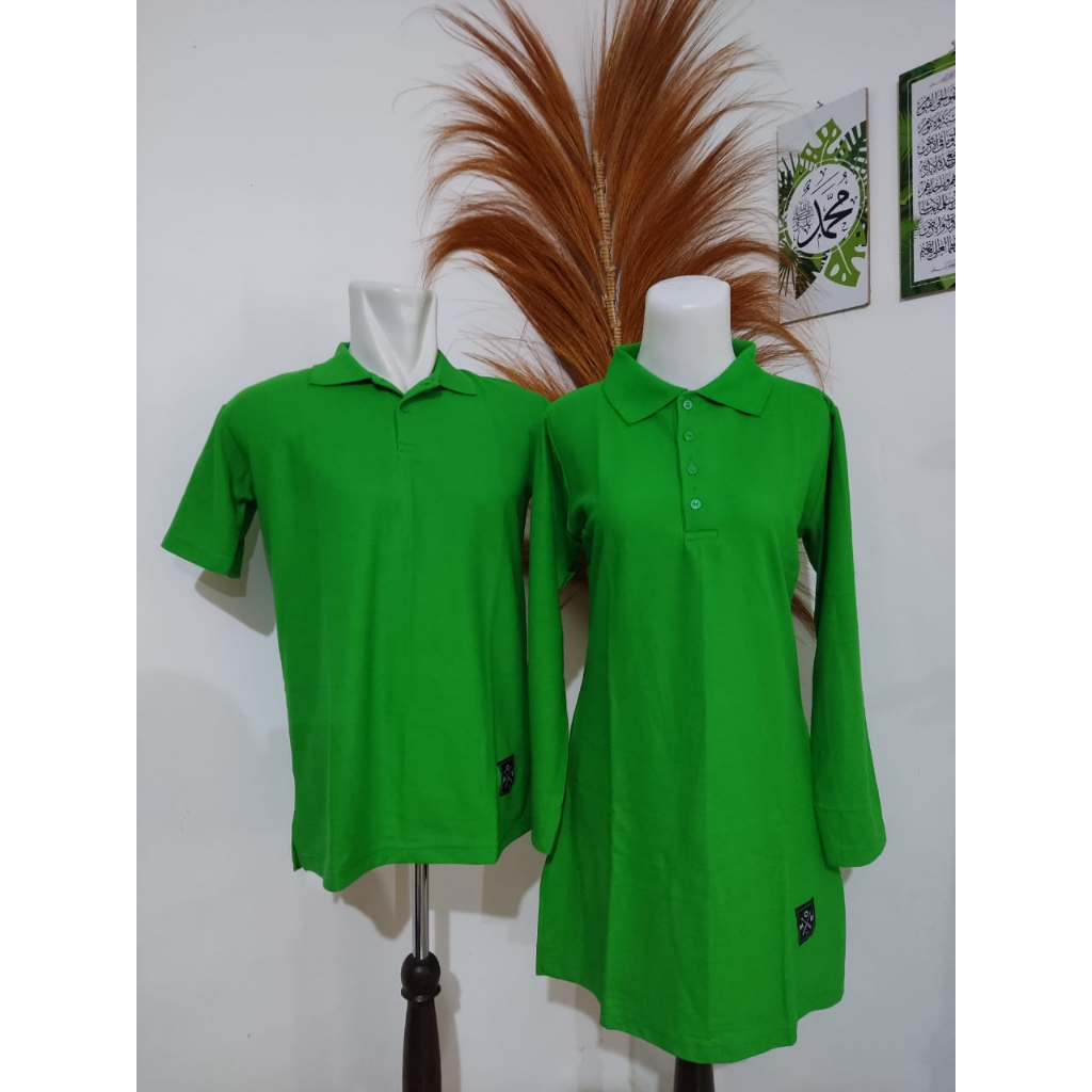 Kaos Krah COUPLE bahan pique hijau daun cocok untuk harian formal seragam