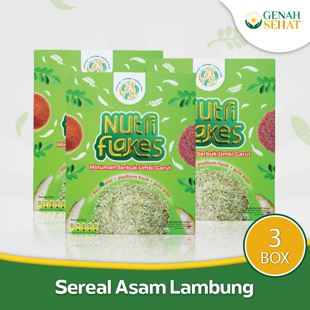 Nutriflakes Sereal Umbi Garut Asam Lambung, Maag dan Gerd 3 Box