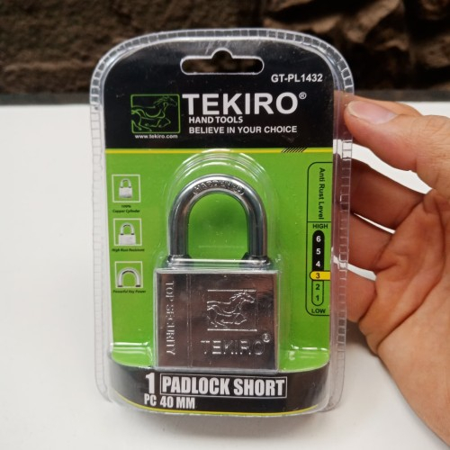 Kunci Gembok 40 mm Leher Pendek Gembok Rumah Pagar TEKIRO GT-PL1432