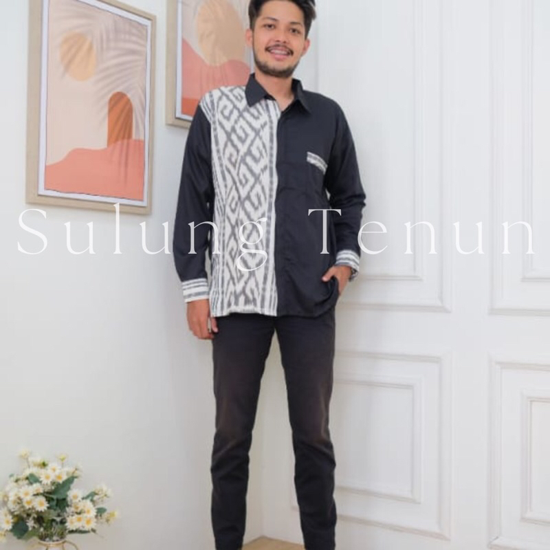 READY STOK KEMEJA PRIA TENUN TROSO ASLI/HEM pria Tenun Troso Jepara/Kemeja lengan panjang Tenun Tros