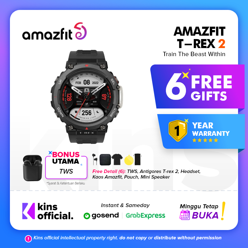 Amazfit T-Rex 2 Smartwatch / Amazfit Trex 2 Smartwatch 5 Satellite Navigation, Military-grade Toughness Fitness Watch with Heart Rate, Sleep, SpO2