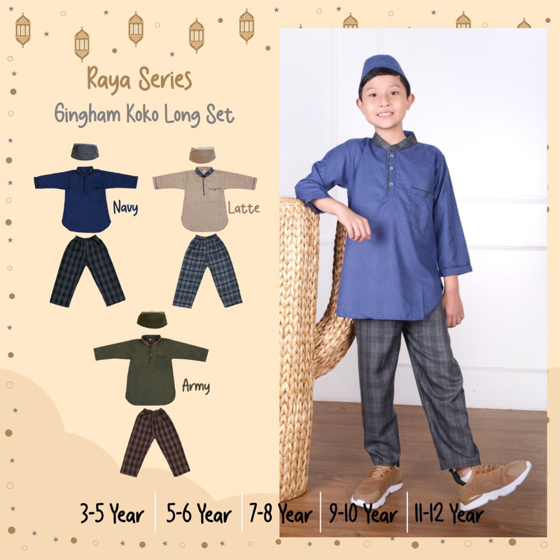 Bohopanna Raya Series Noah Gingham Set Kemeja Koko Anak