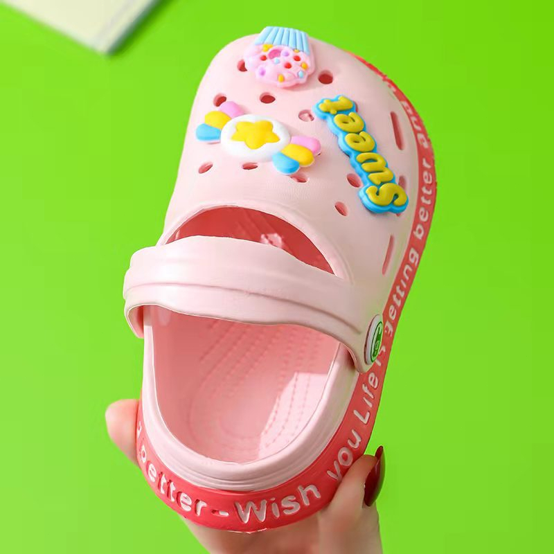 Cartoon Kid Clog Sandals for Summer Soft Sole Anti Skid Dual Purpose 5 Colors Toddler Slippers Beach Swimming Pool