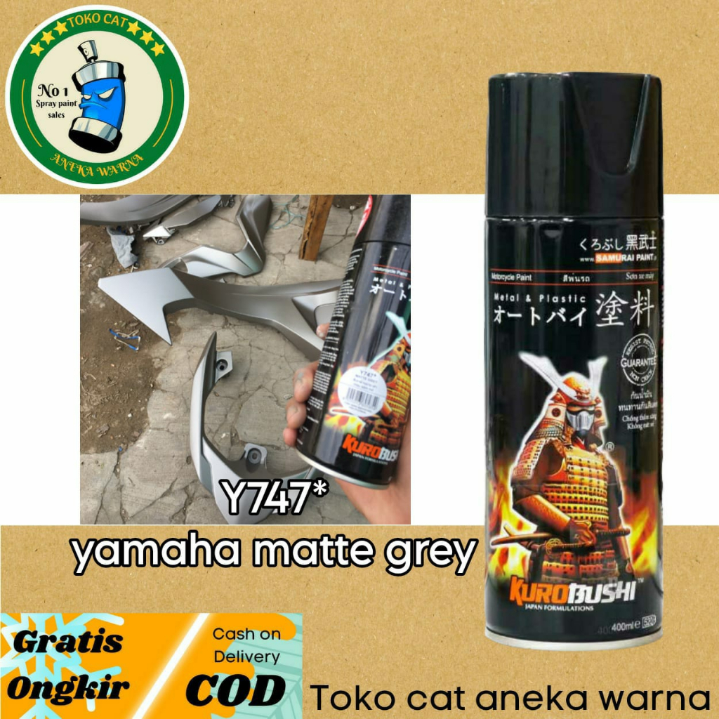 SAMURAI PAINT Y747* YAMAHA MATTE GREY 400ML CAT SEMPROT SPRAY PAINT PILOX PILOK