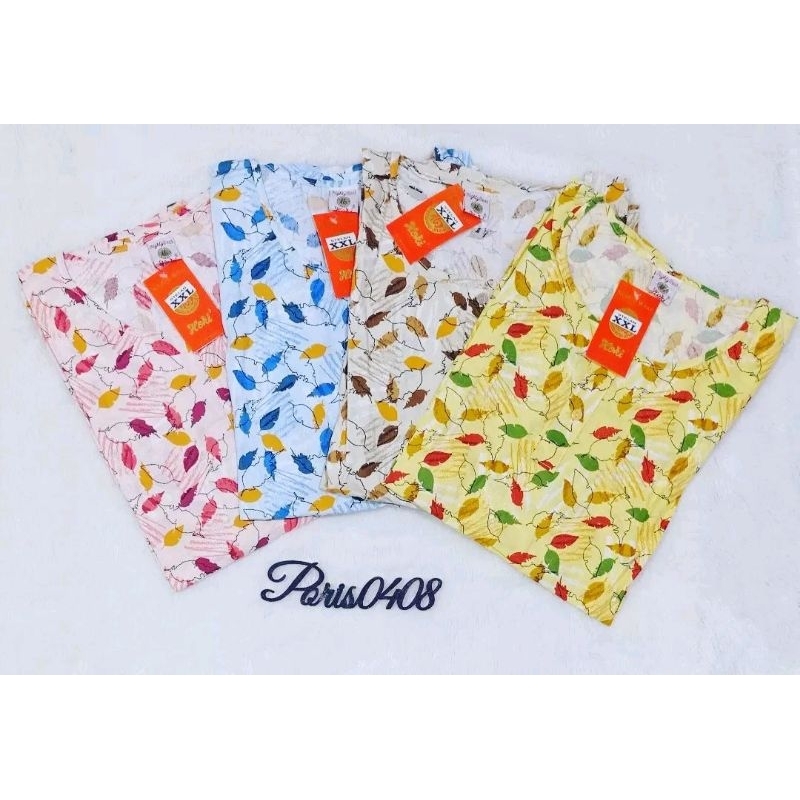 Baju Tidur HOKI XXL Jumbo Katun Wanita Celana 3/4 (Leaf 1)