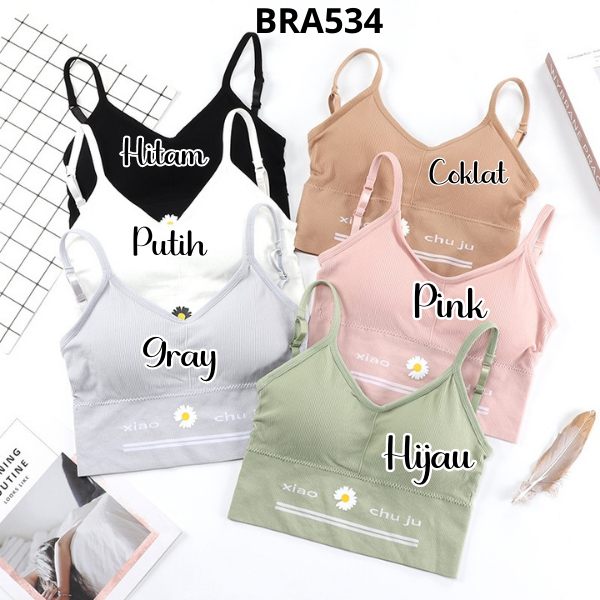 FYGALERY BRA534 Bra Tanpa Kawat Pakaian Dalam Wanita Polos Motif Bunga Tali BH Olahraga Sportbra Gym Murah