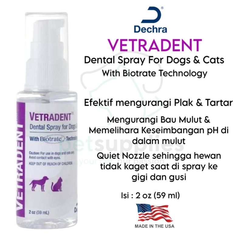 Pembersih Karang Gigi Bau Mulut Dog Cat VETRADENT DENTAL SPRAY USA