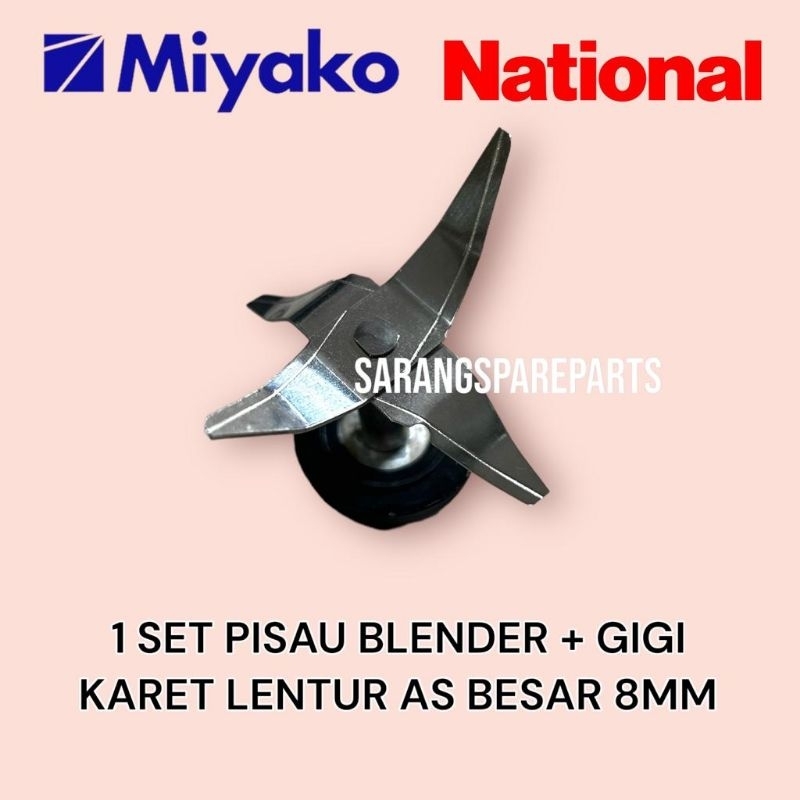 PISAU BLENDER + GIGI KARET LUBANG BESAR 1 SET / PISAU BLENDER GIGI KARET 1 SET NATIONAL / PISAU BLEN