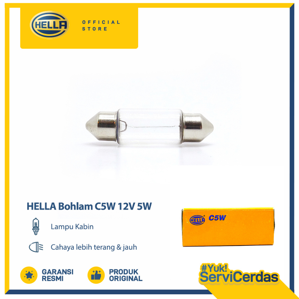 Lampu Plafon Mobil HELLA 12V 5W 8.5 - Lampu Kabin Mobil