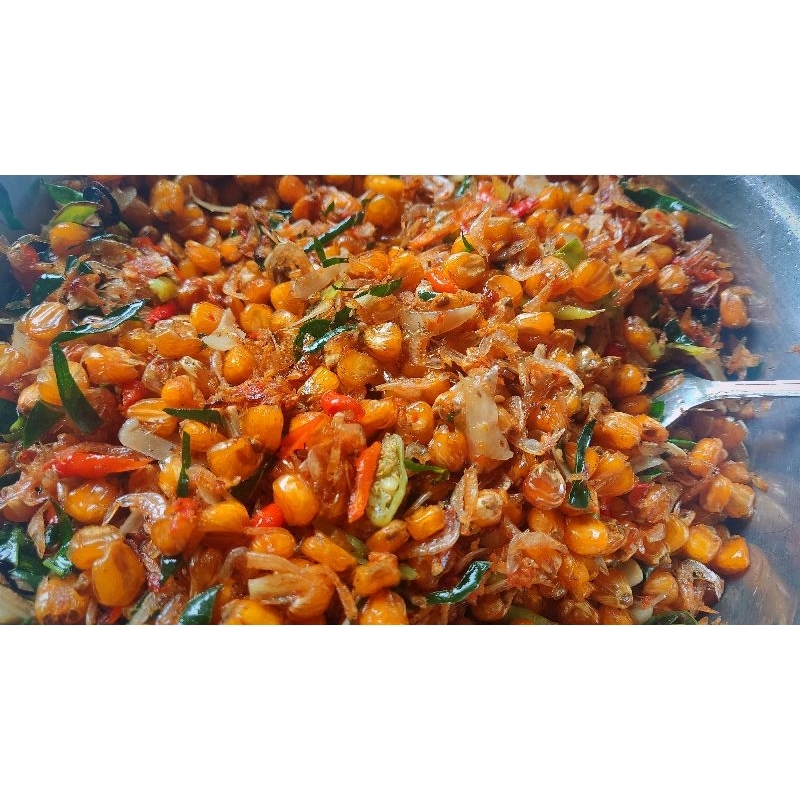 

Jagung goreng renyah udang pedas