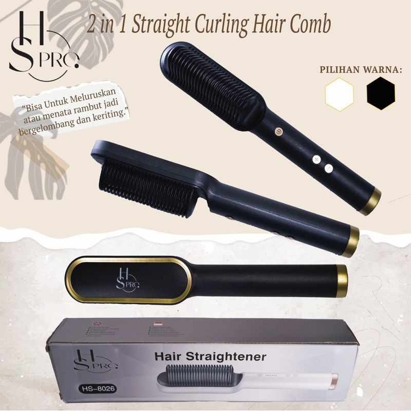 Catok Sisir Pelurus Rambut Hair Straightener Curler 2 in 1 catokan sisir listrik HS-8026