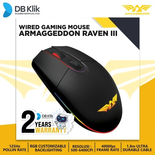 Mouse Gaming Armaggeddon RAVEN III Wired 6400CPI - Armaggeddon RAVEN 3