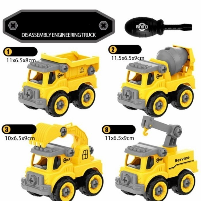 Mainan Diy Bongkar Pasang Mobil Pemadam dan Truck Engineeering set 4
