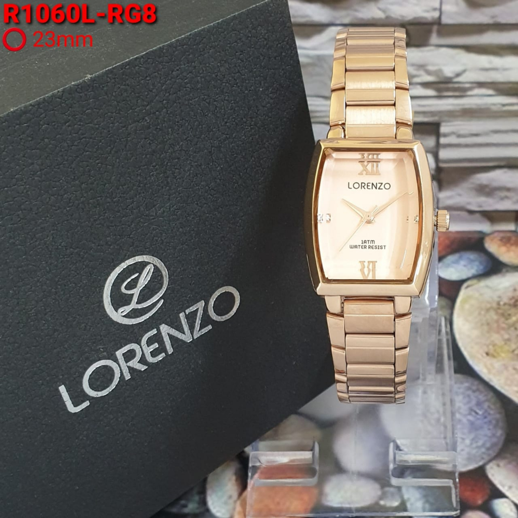 BEST SELLER JAM TANGAN LORENZO 1060M ORIGINAL P155 TALI RANTAI TANGGAL AKTIF BODY BULAT DM 2.3CM FREE BOX &amp; BATERAI || JAM TANGAN FASHION WANITA JAM TANGAN CEWEK MURAH