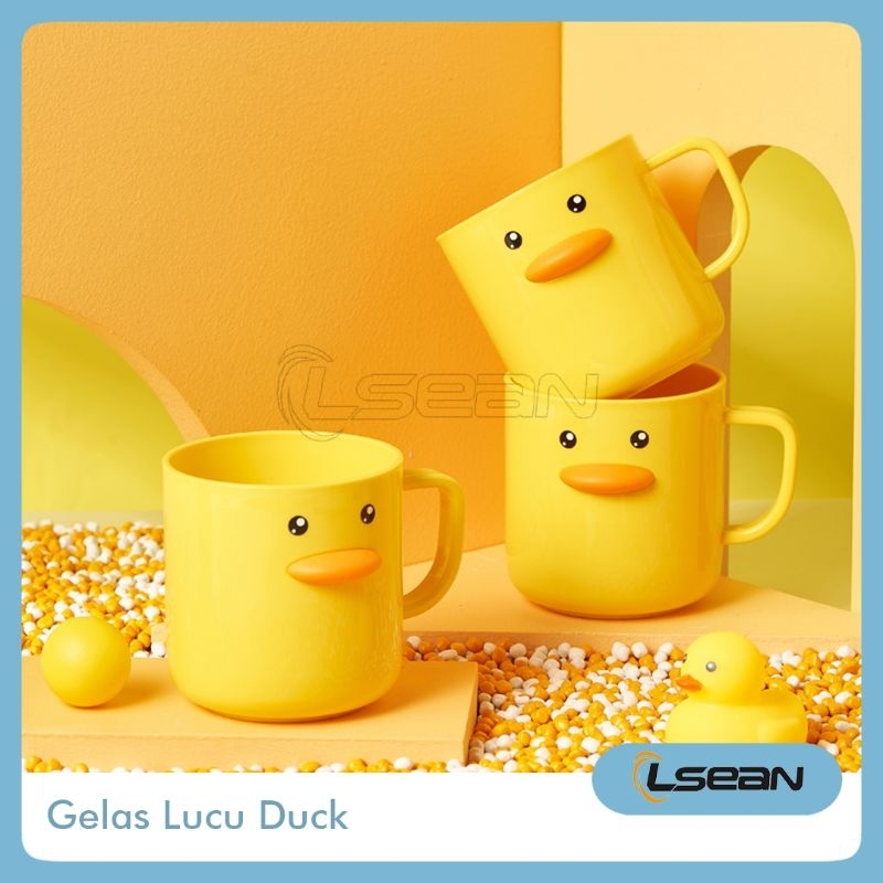 MUG CANGKIR GELAS PLASTIK CUP LUCU MOTIF DUCK