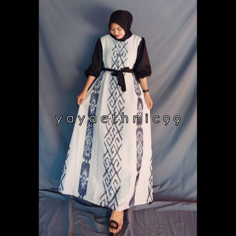 [READY STOK] Gamis tenun troso, baju wanita, dress tenun troso, gamis ethnic tenun troso