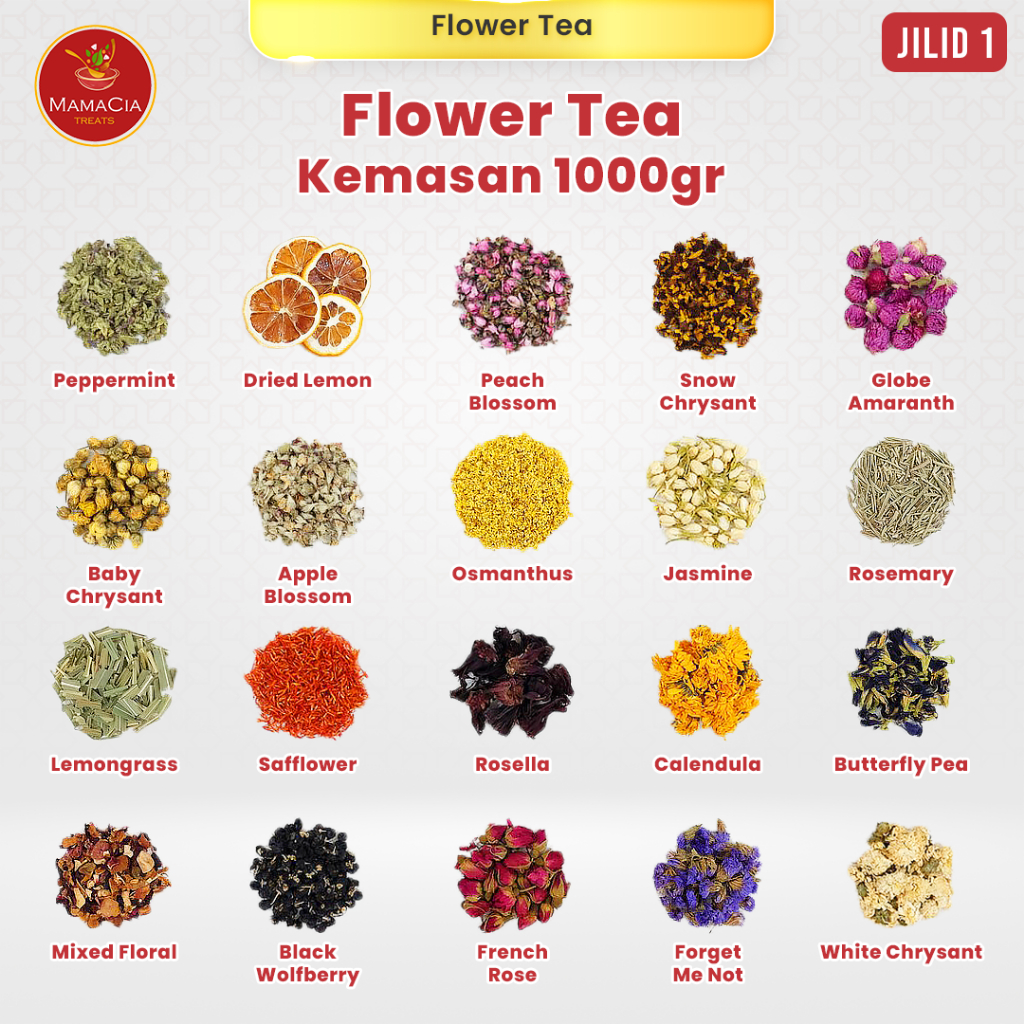 

Mamacia Treats (1000 gram) Lavender Chamomile Chrysanthemum Teh Bunga Telang Flower Tea Jilid 1