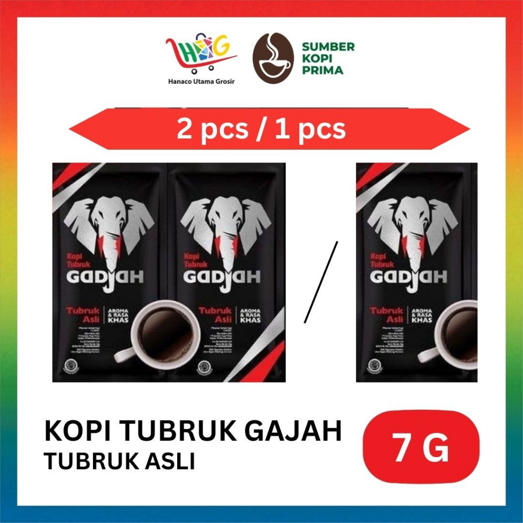 Kopi Tubruk Gadjah Asli Sachet 7g [ 1/2 PCS ]