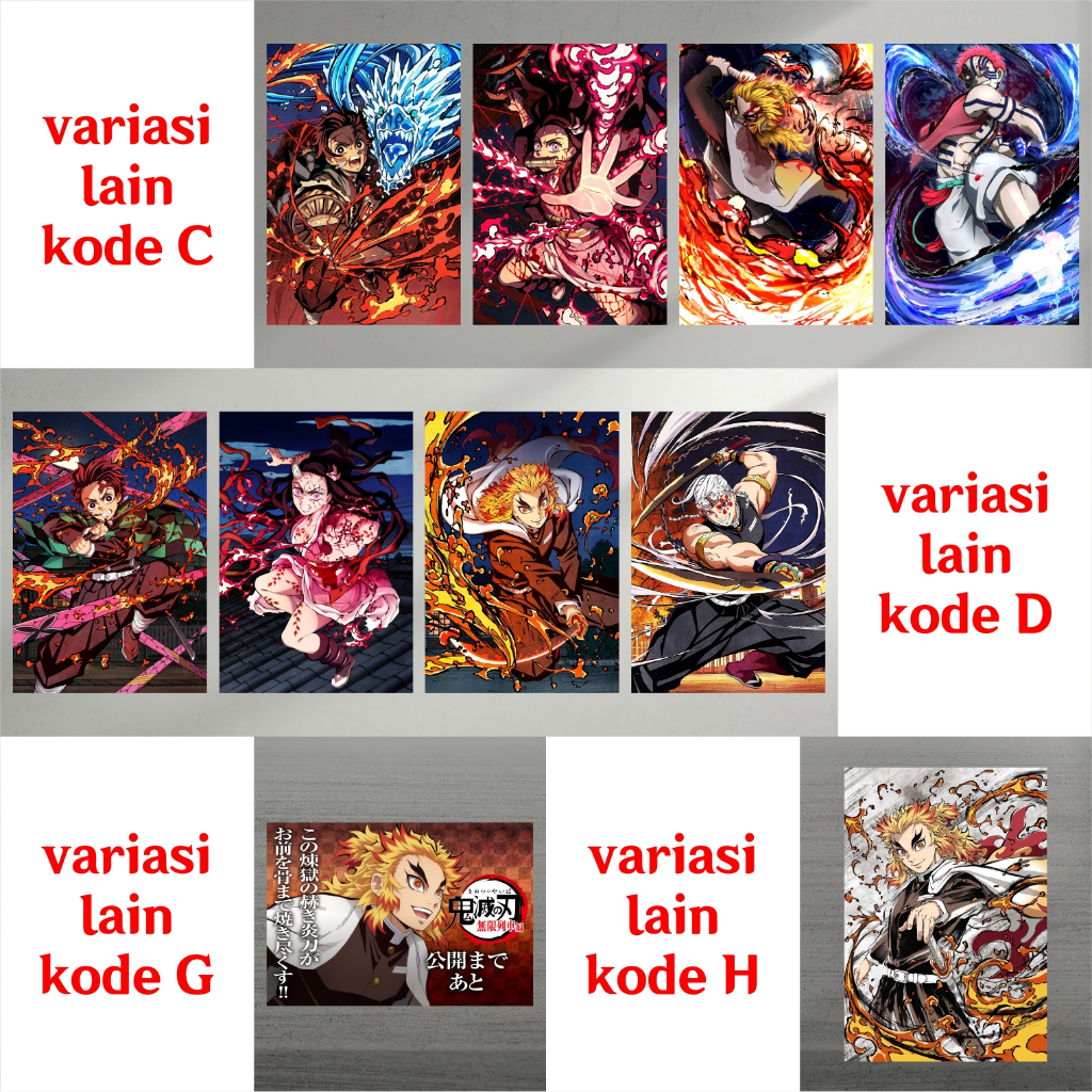 Koleksi Poster A3 Anime Kimetsu no Yaiba / Demon Slayer A - Tanjirou Nezuko Zenitsu Inosuke Giyuu Shinobu Kanao Rengoku