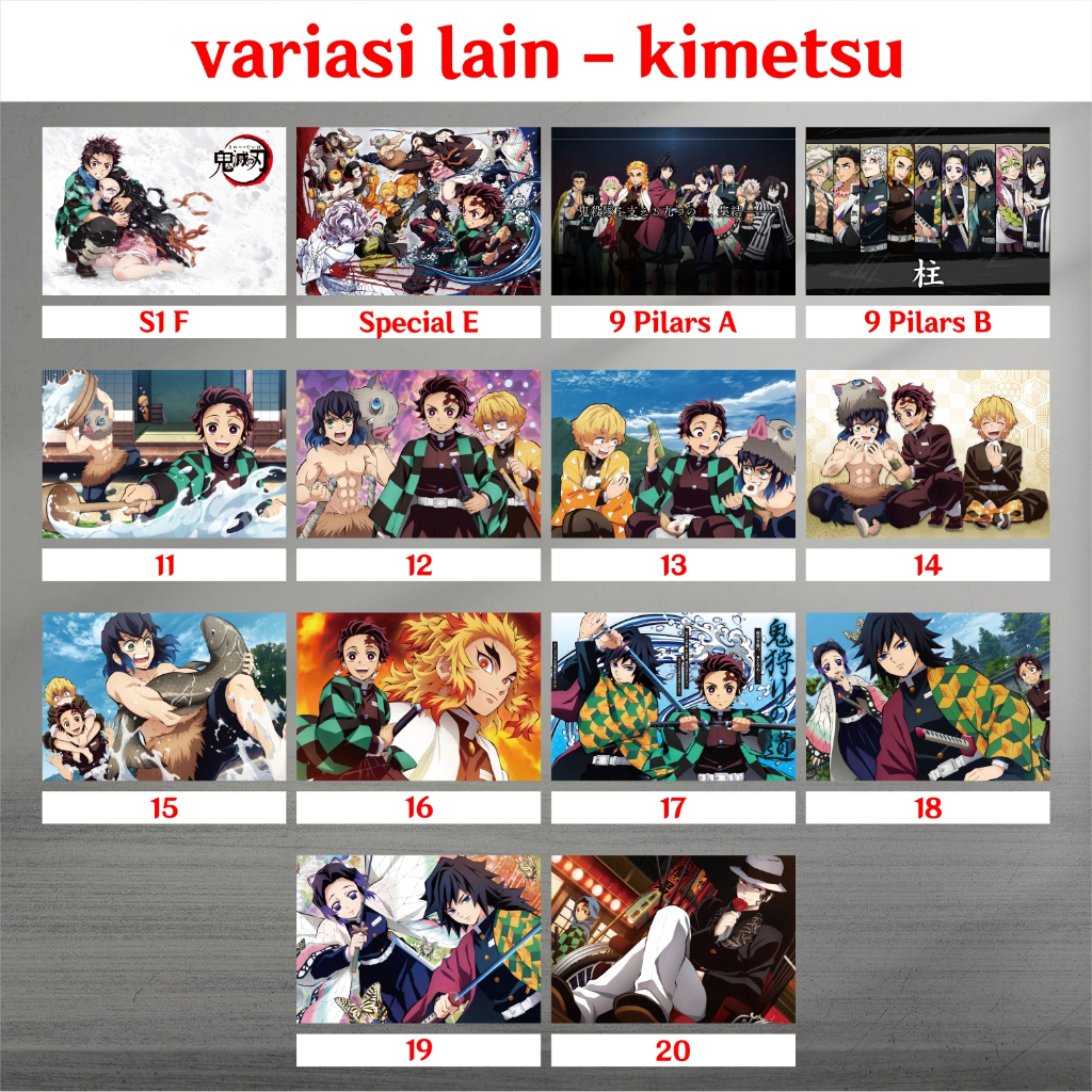 Koleksi Poster A3 Anime Kimetsu no Yaiba / Demon Slayer B - Tanjirou Nezuko Zenitsu Inosuke Giyuu Shinobu Kanao Rengoku