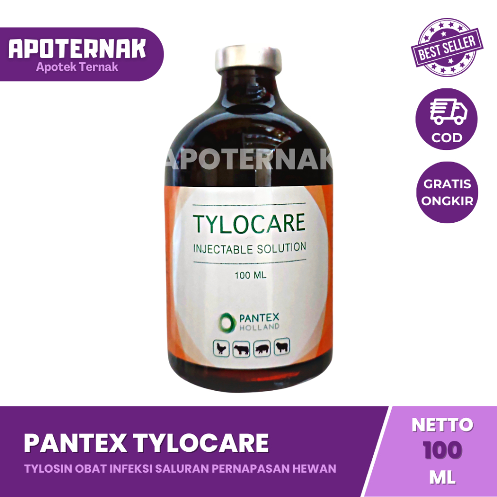TYLOCARE (Tylosin Injeksi) 100 ml | Antibiotik Obat Infeksi Saluran Pernapasan | Pantex Holland | Pantex Holland Tylocare