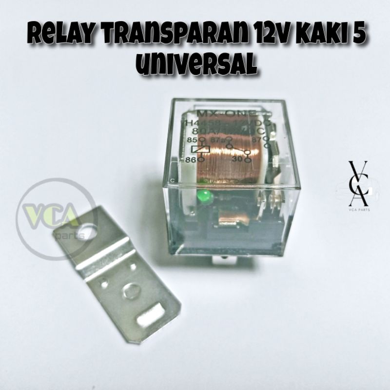 RELAY TRANSPARAN 12v kaki 5 (5p) UNIVERSAL.