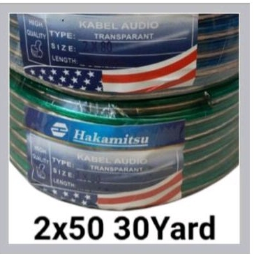 KABEL 2x 50x 30 yard LISTRIK TRANSPARAN HAKAMITSU / KABEL AUDIO SERABUT