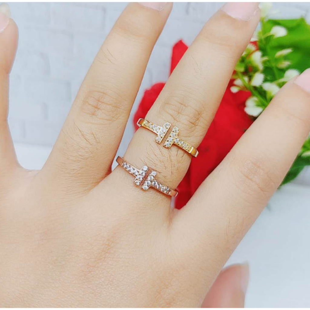 Cincin Titanium Permata Anti Karat Perhiasan Fashion R19/20