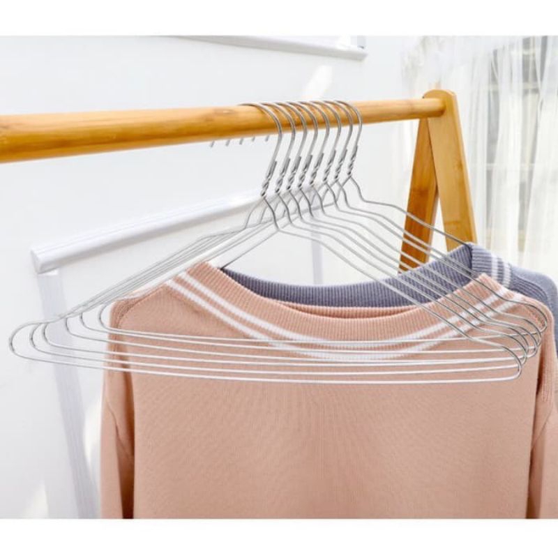 Gantungan Baju Dewasa Stainless Steel 1 Set Isi 10Pcs / Hanger Baju