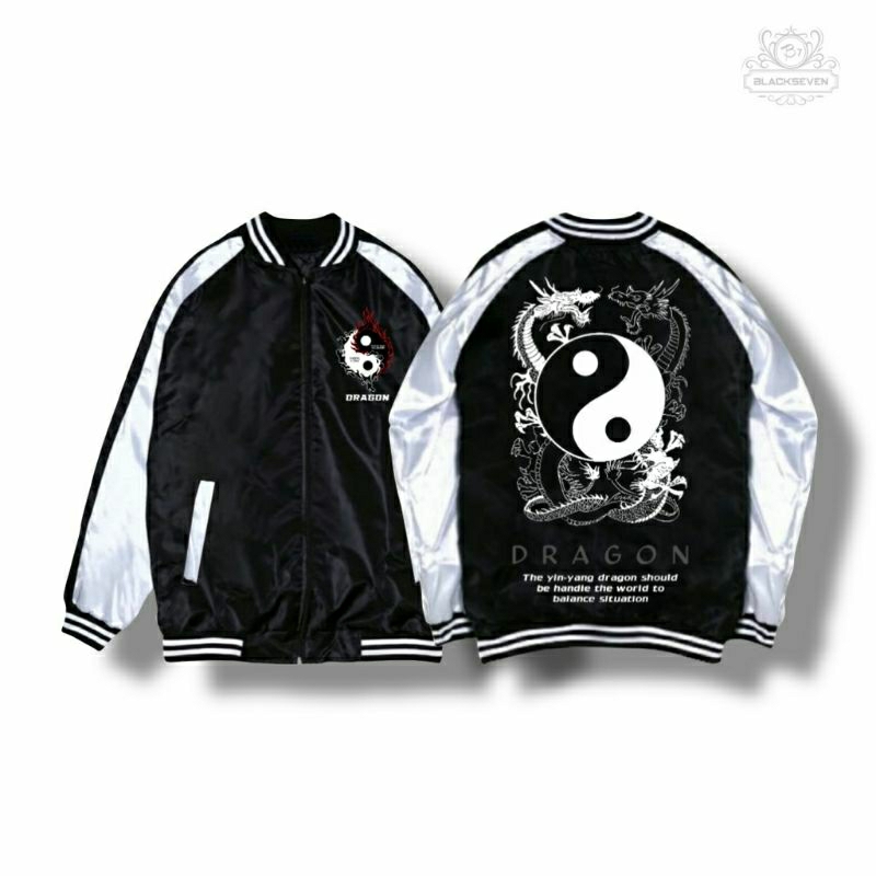 Jacket baseball sukajan yin yang japanese culture