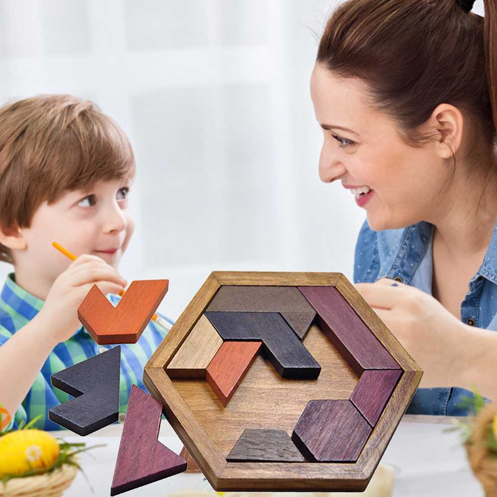 Mainan Anak Hexagonal Wooden Geometric Shape Puzzle - JK-780 - Multi-Color